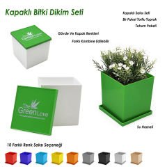 Promosyon Kare Kapaklı ve Tohumlu Bitki Dikim Seti
