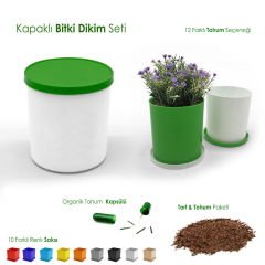 Promosyon Yuvarlak Saksılı ve Tohumlu Bitki Dikim Seti