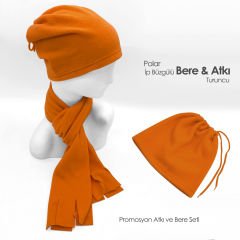 Promosyon İp Büzgülü Yeşil Bere ve Atkı