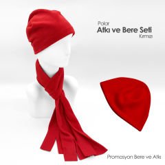 Lacivert Polar Atkı ve Bere Seti